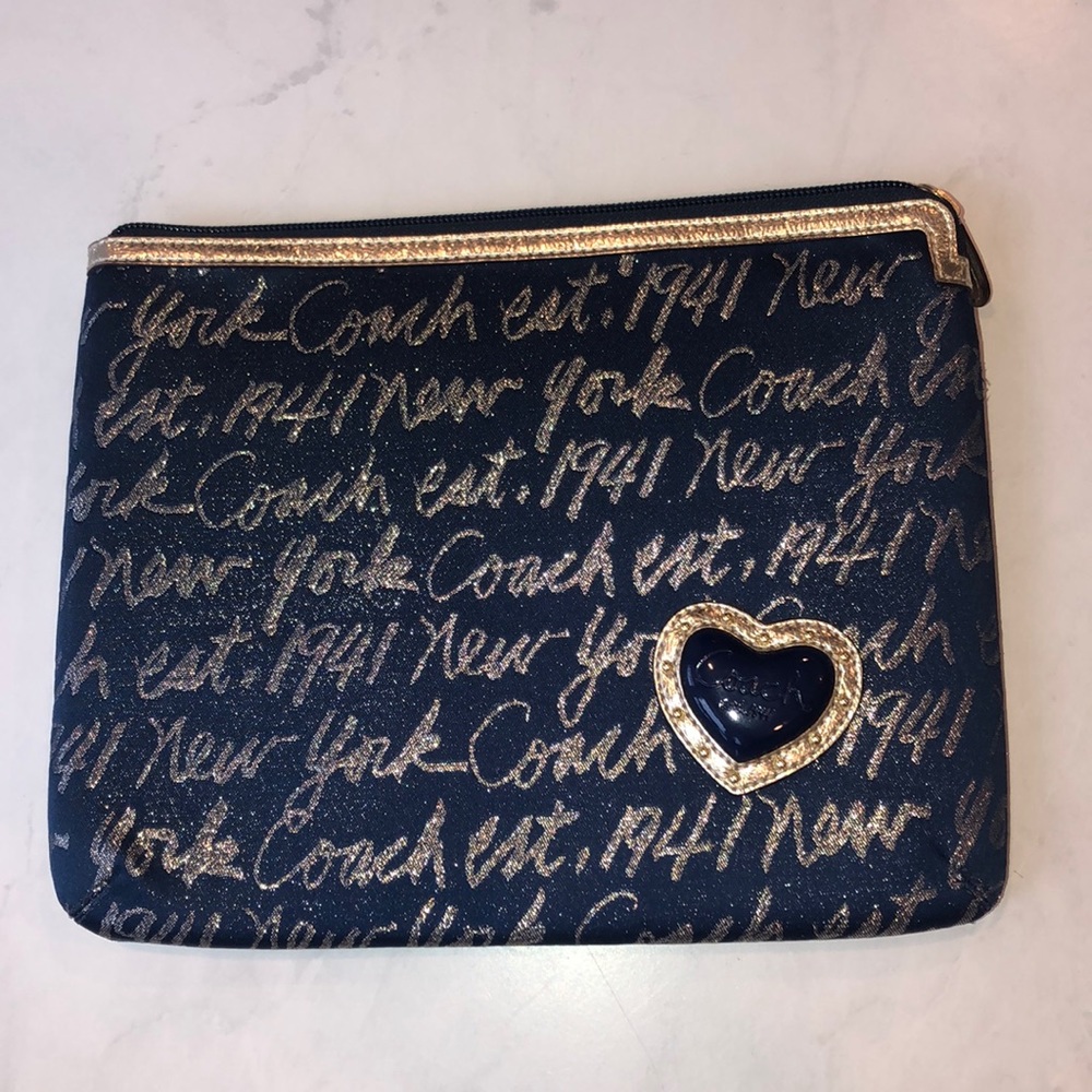 Navy and gold Coach iPad sleeve case - Picture 1 of 2
